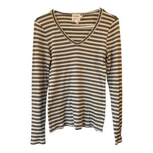 Anthropologie Michael Stars stripped v neck long sleeve stretchy shirt size XS/S